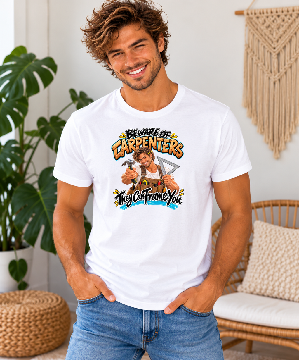 Beware of Carpenters – They Can Frame You | Funny Carpenter T-Shirt